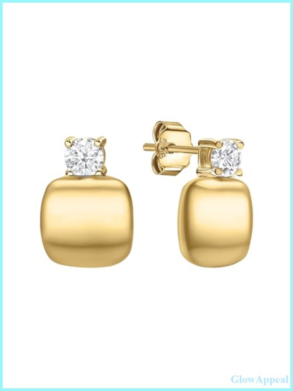 18K Yellow Gold Plated Silver Lab Grown Diamond Stud Earrings 0.50 CTTW